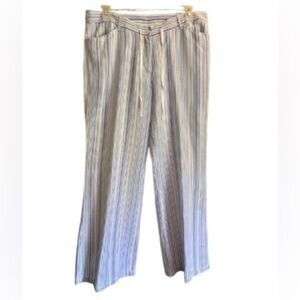 Lane Bryant Striped Drawstring Wide-Leg Pants in Blue & White